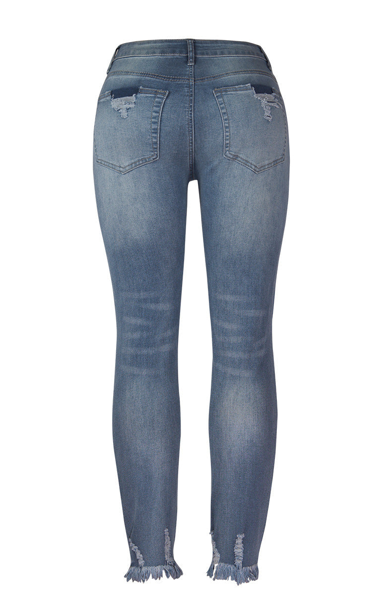 Used-Look Jeans mit ausgefranstem Saum