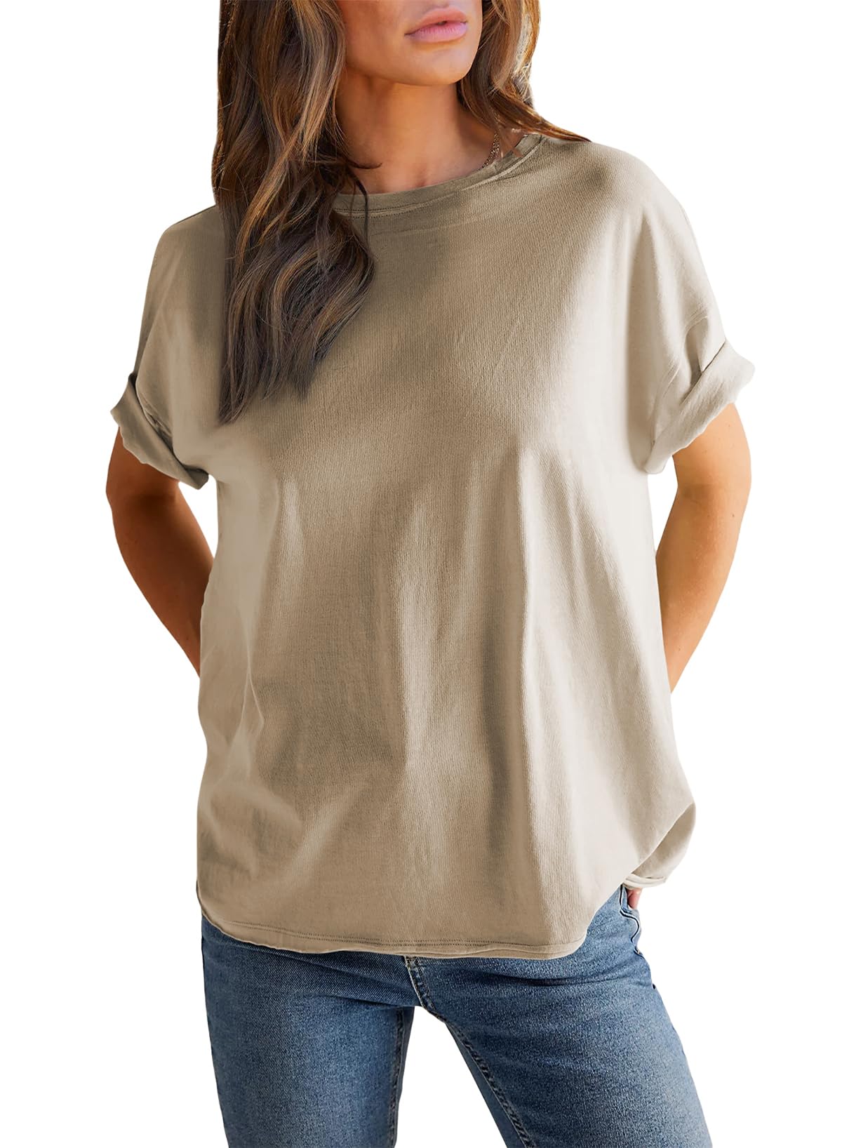 Women¡¯s Solid Color Round Neck Short Sleeve T-shirt (Buy 2 Free Shipping)