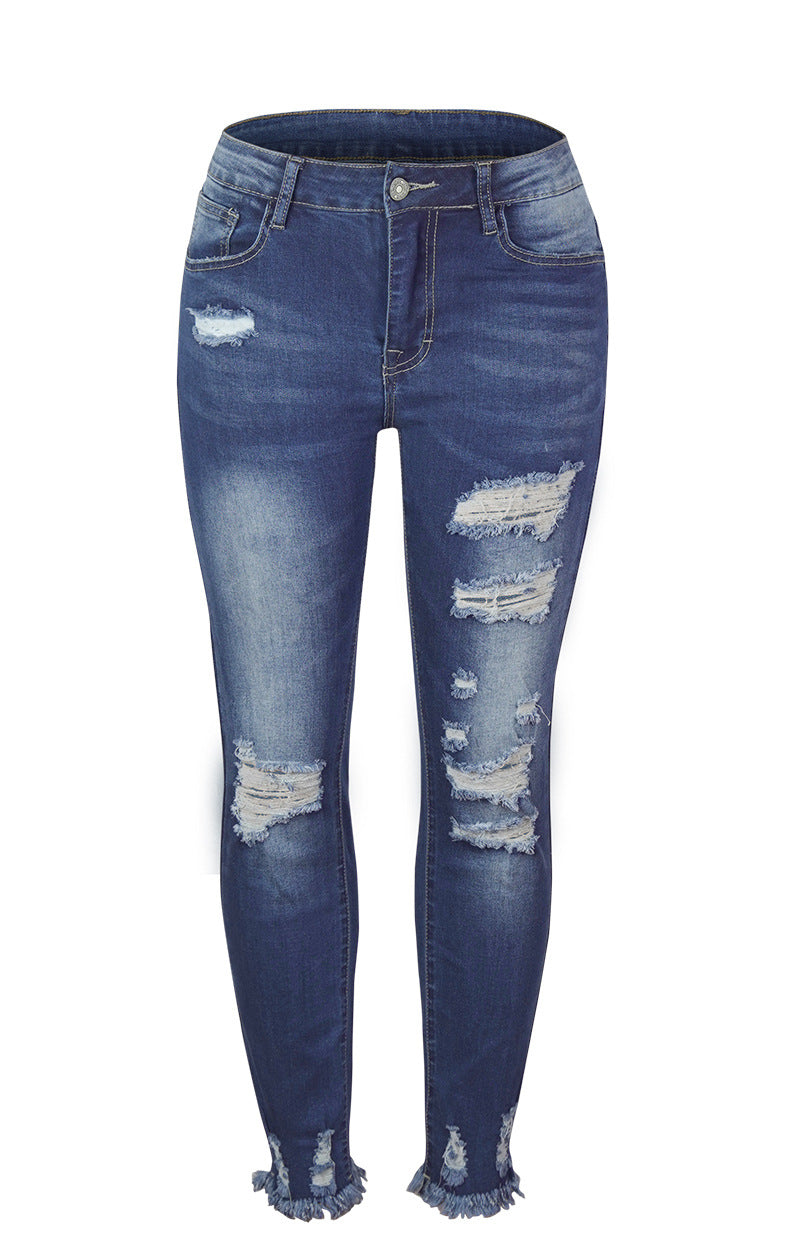 Used-Look Jeans mit ausgefranstem Saum