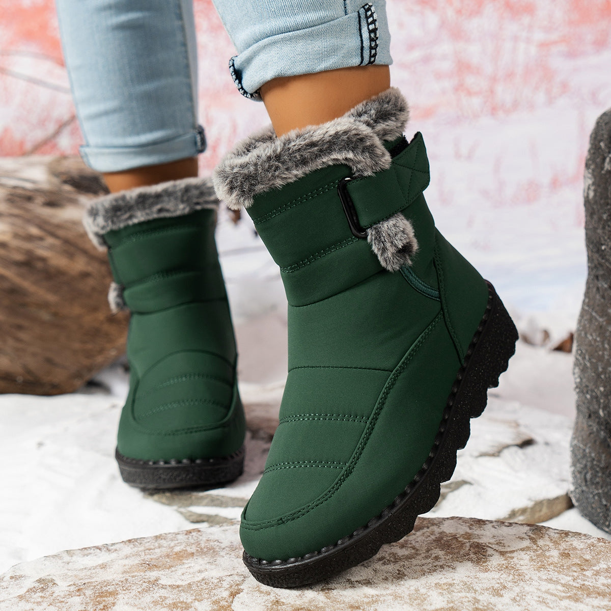 Bottes d'hiver pour femmes à fourrure de cheville