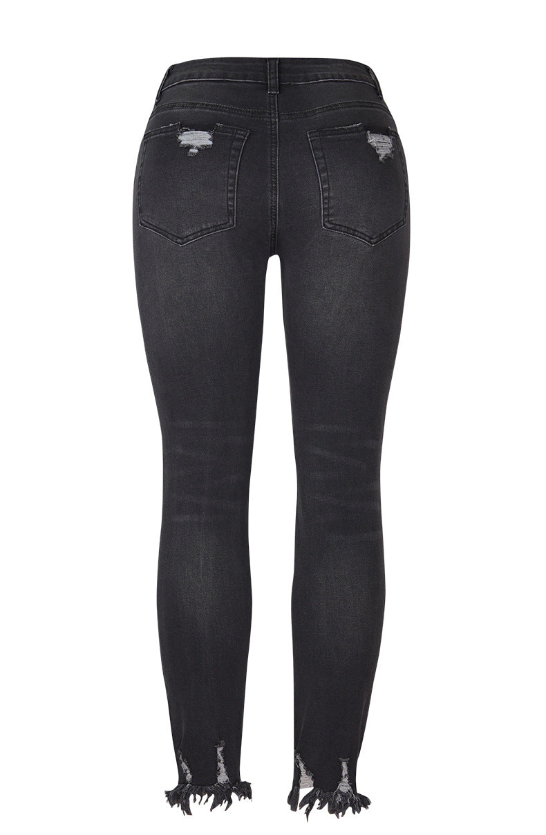 Used-Look Jeans mit ausgefranstem Saum