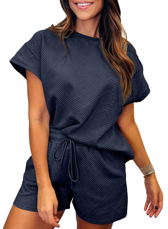 Neues Damen-Set aus strukturierten Shorts mit Kordelzug (2 kaufen, kostenloser Versand)