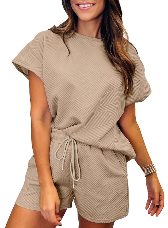 Neues Damen-Set aus strukturierten Shorts mit Kordelzug (2 kaufen, kostenloser Versand)