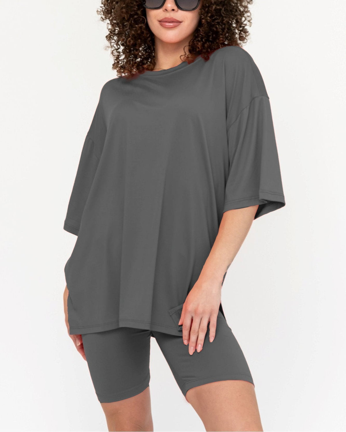 Ensemble Biker Oversize Col Rond pour Femme (2 achetés, livraison offerte)