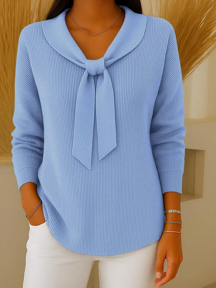Pull uni femme à liens et manches longues