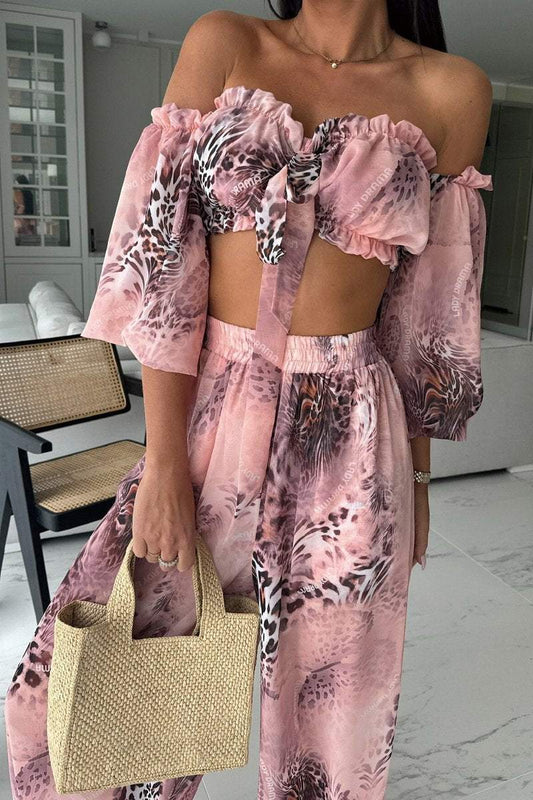 Women's Printed chiffon leisure suit