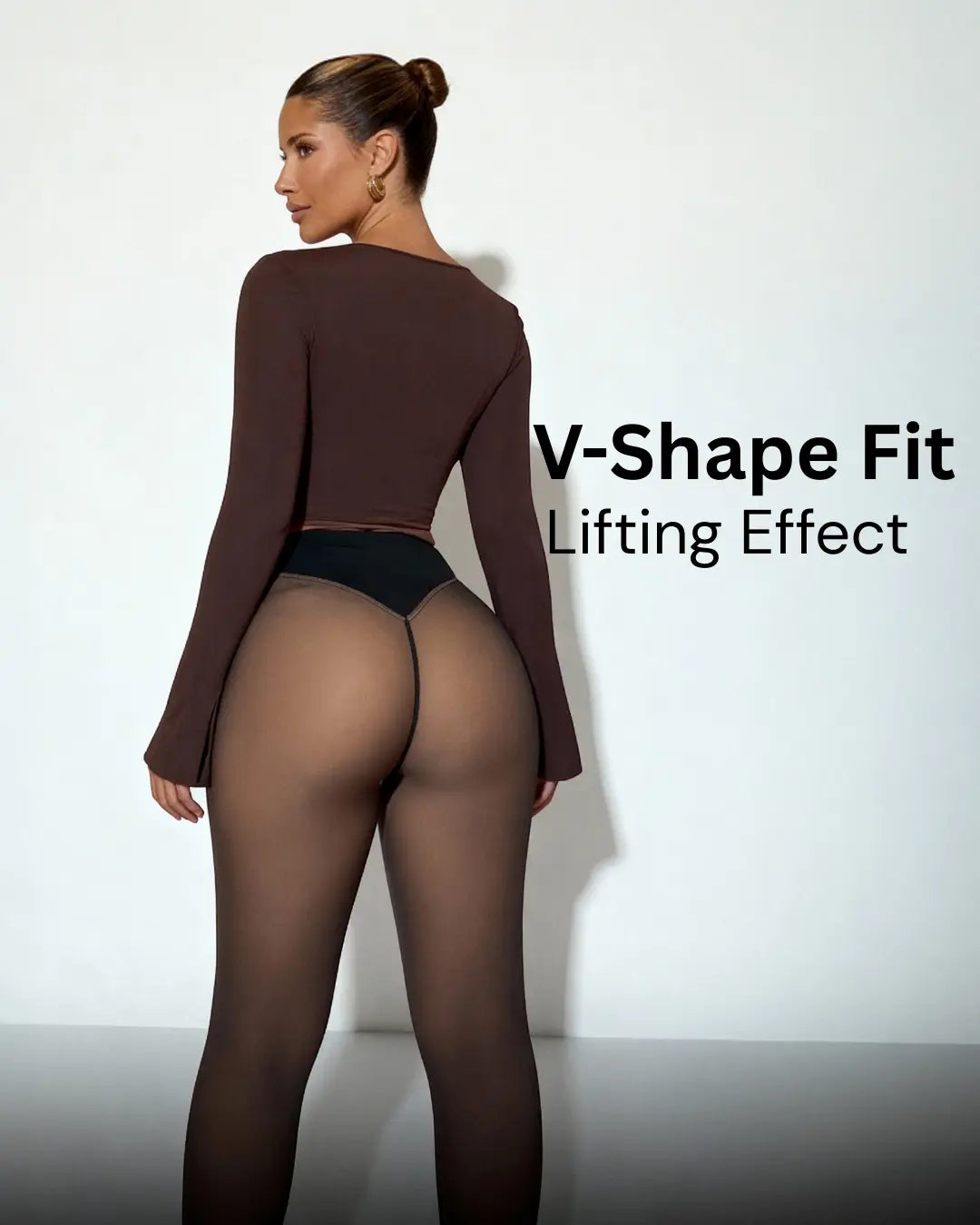 Women's Fleece-Lined Faux Sheer Tights – High-Waisted Sculpting