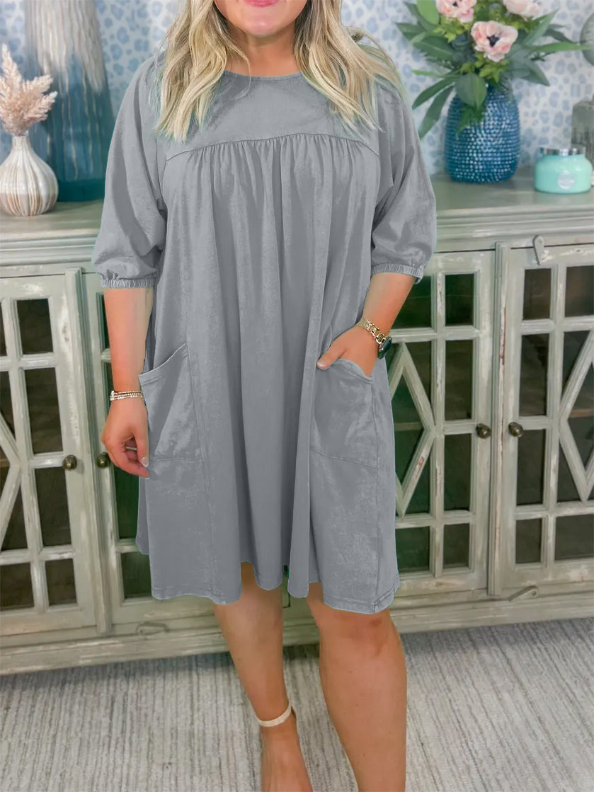 Damen-Freizeidress in verwaschener Optik, fließend, mit Taschen (2 kaufen, Versand gratis)