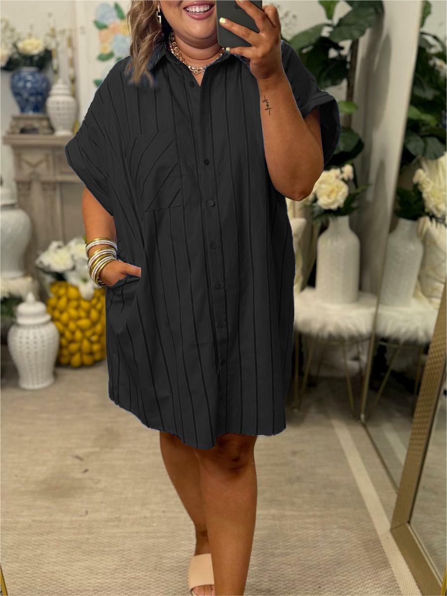 Gestreiftes Hemdblusenkleid für Damen mit Knopfleiste (2 kaufen, Versandkostenfrei)