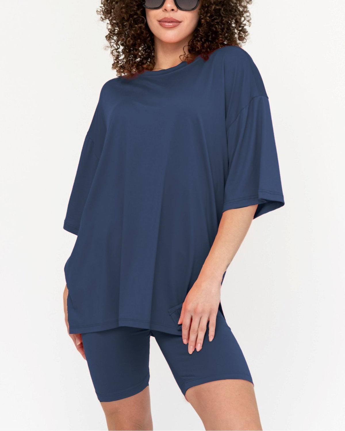 Ensemble Biker Oversize Col Rond pour Femme (2 achetés, livraison offerte)