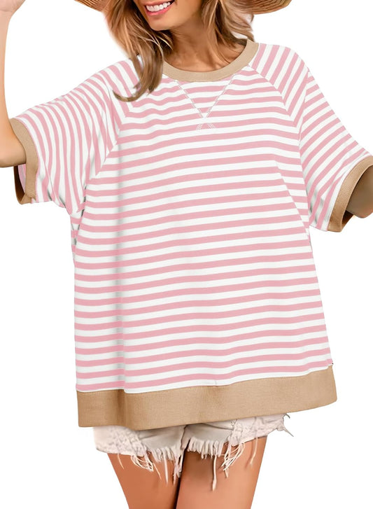 Oversize-T-Shirts mit Streifen für Damen (3 kaufen, kostenloser Versand)