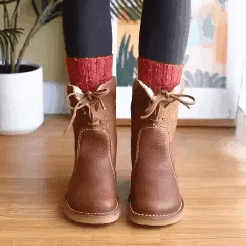Bottes de neige orthopédiques en cuir imperméable doublées de laine