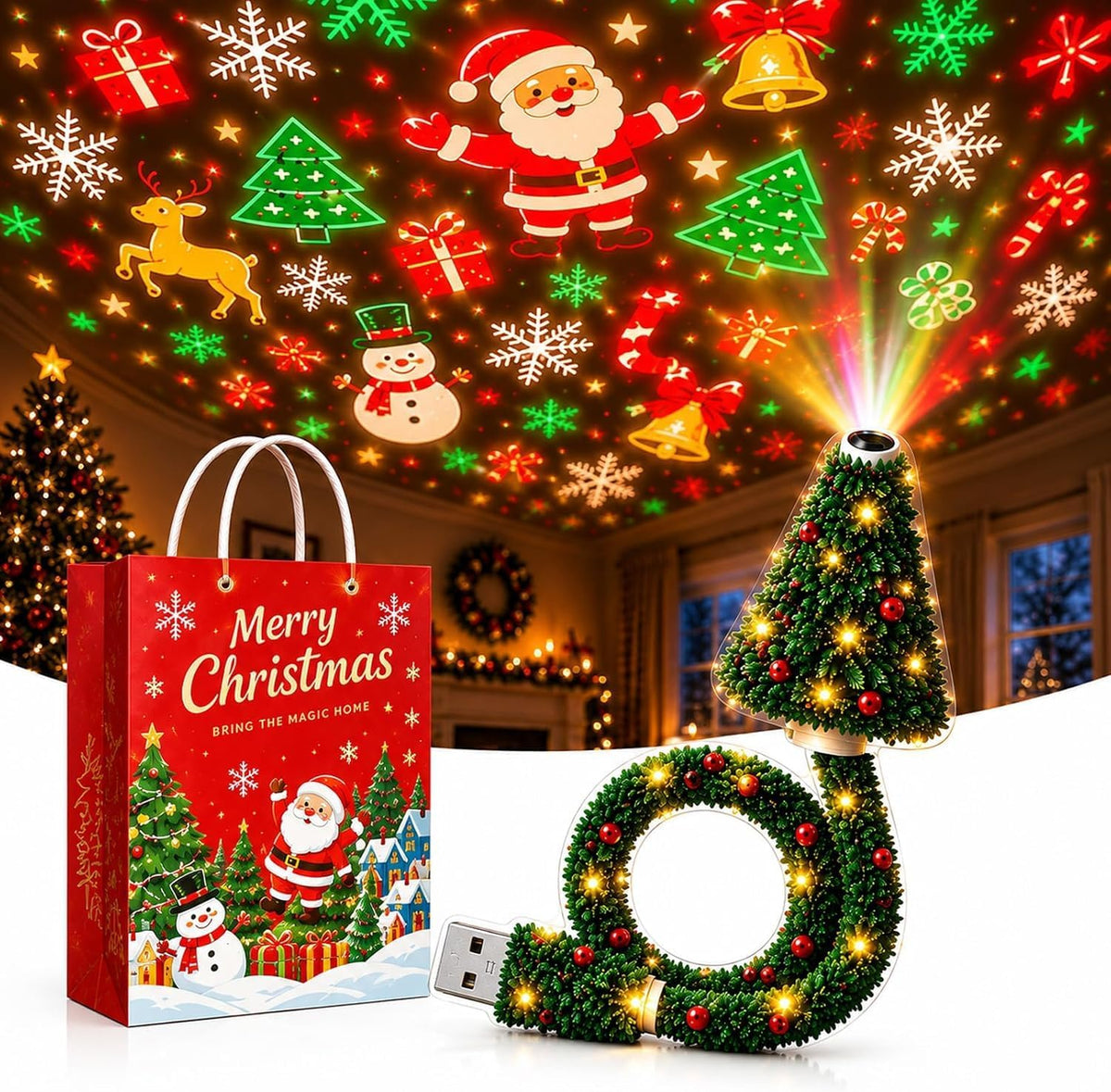 Weihnachts-Projektorleuchte, Plug-and-Play HD-Weihnachts-Projektor