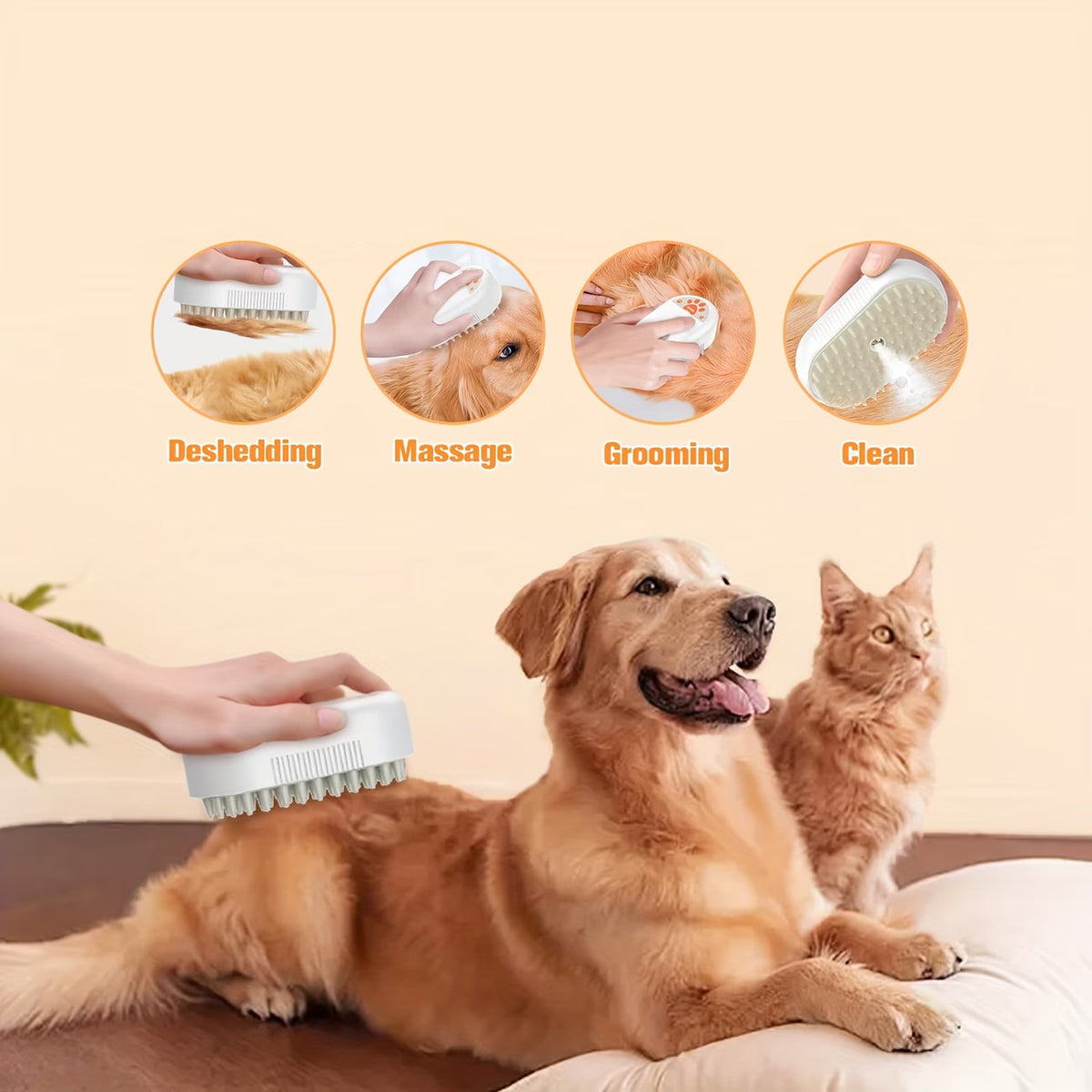 Brosse de toilettage à brume 4-en-1 pour chats et chiens – Rechargeable