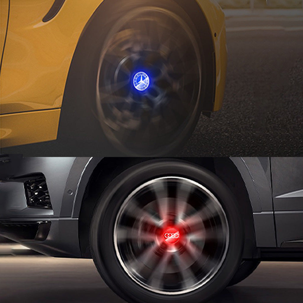 4x selbstleuchtende Auto-Radnabenkappen mit schwebendem Logo