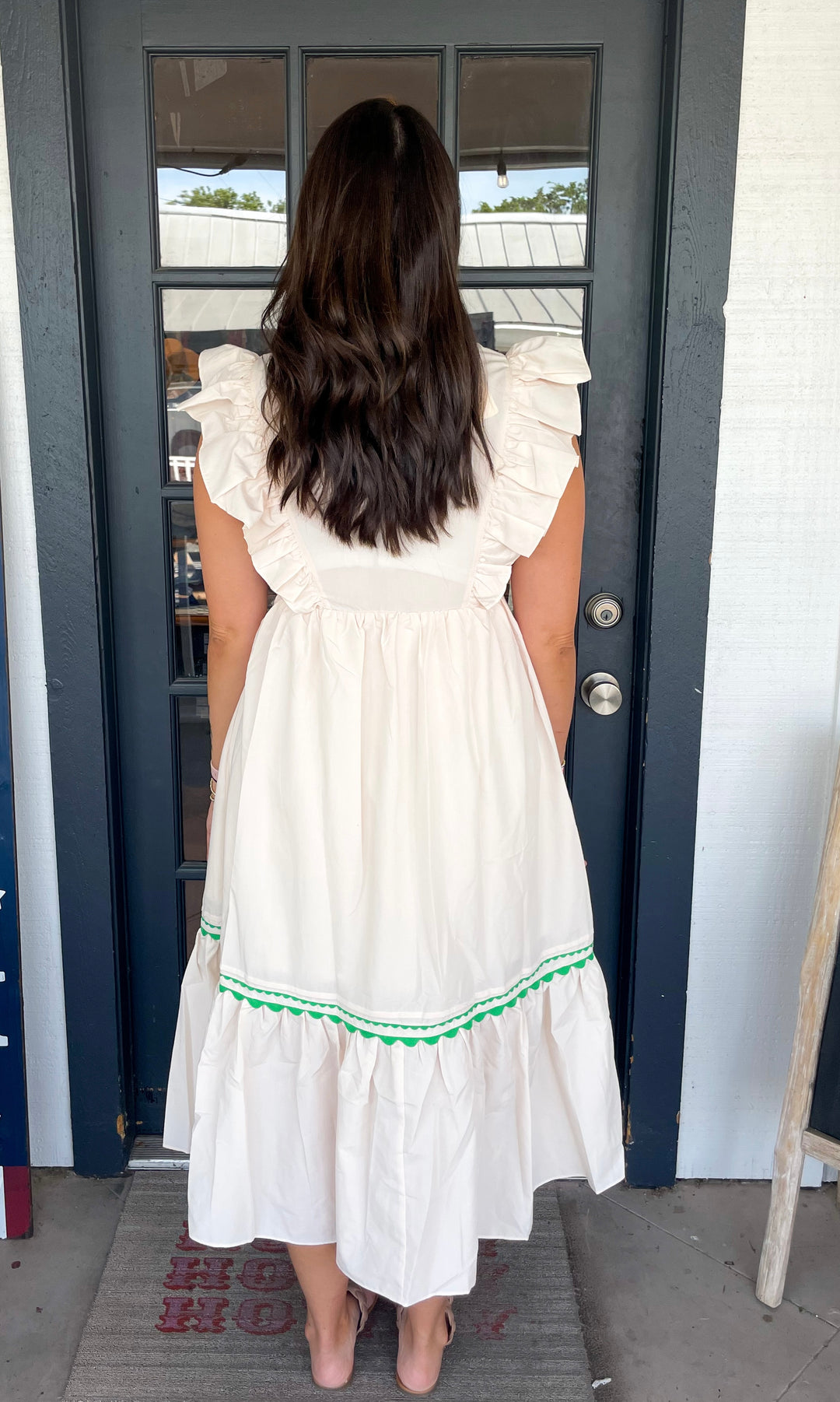 Damen-Maxikleid mit V-Ausschnitt und Rüschenärmeln (2 kaufen, Versand gratis)