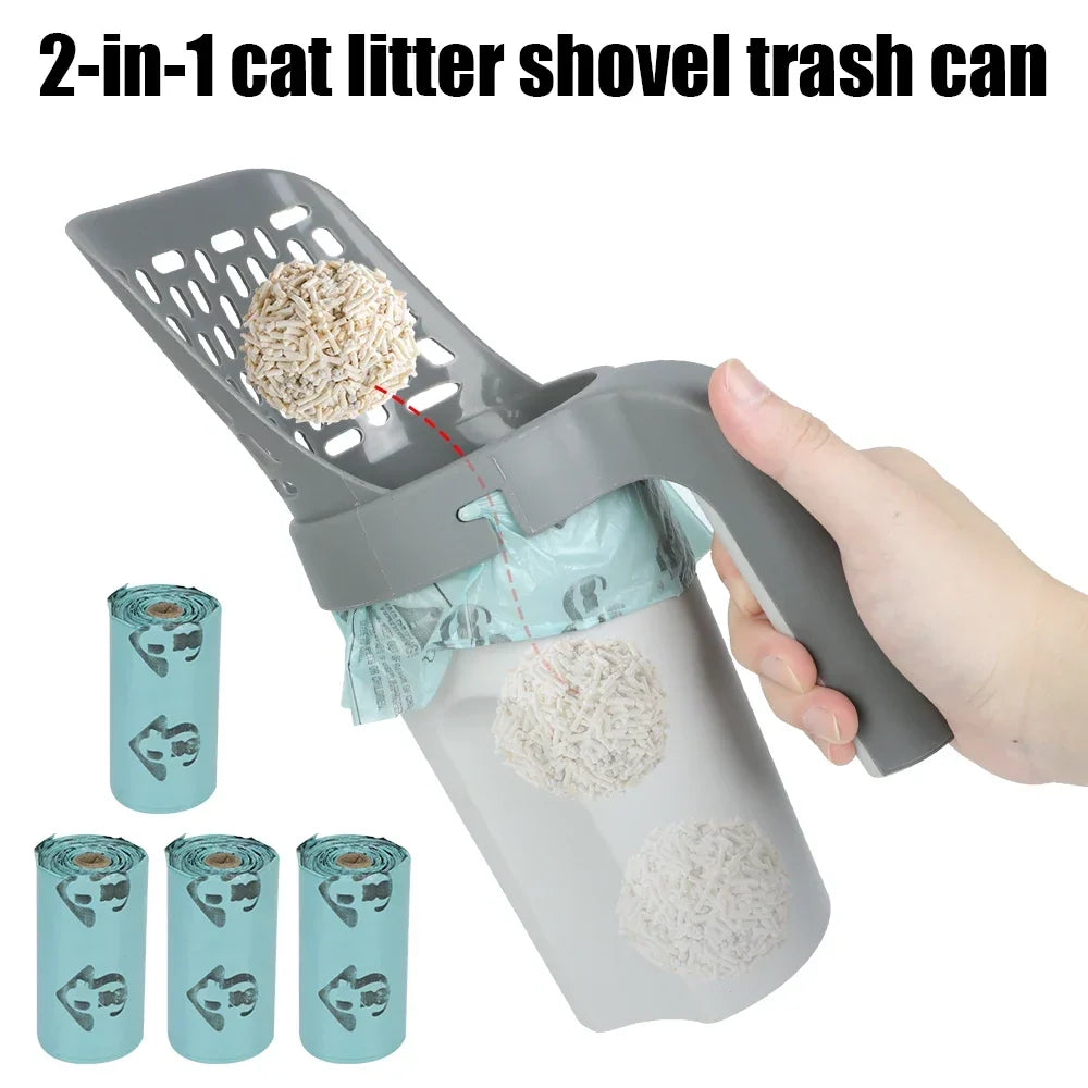 Katzentoilettegreifer mit integriertem Abfallbehälter – Design zum einfachen Sieben und Beutelbefüllen