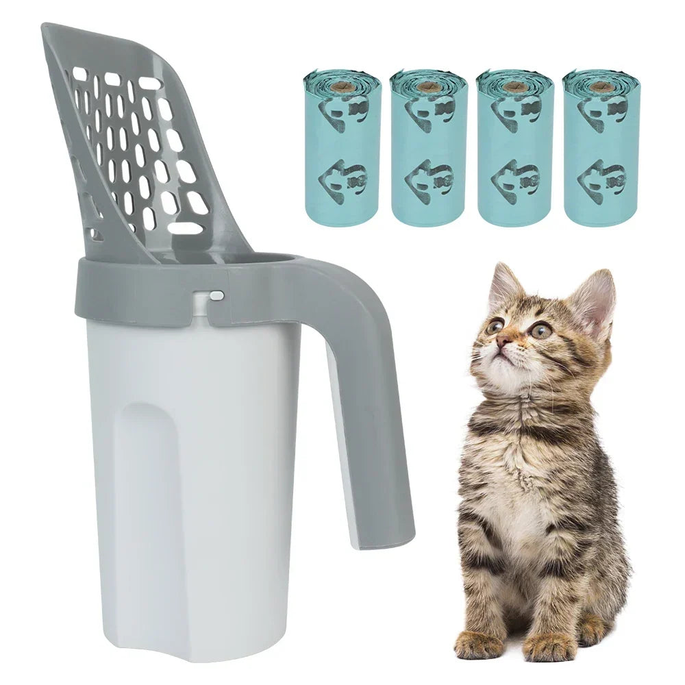 Katzentoilettegreifer mit integriertem Abfallbehälter – Design zum einfachen Sieben und Beutelbefüllen