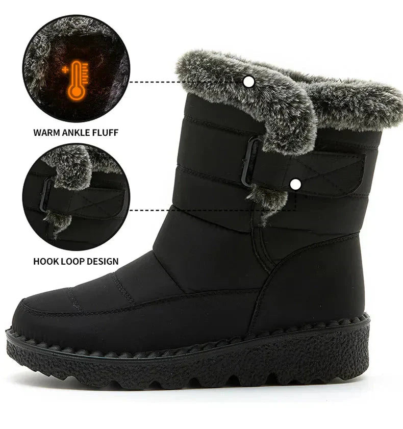 Bottes d'hiver pour femmes à fourrure de cheville