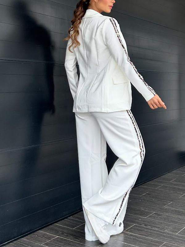Costume deux pièces décontracté à revers pour femme