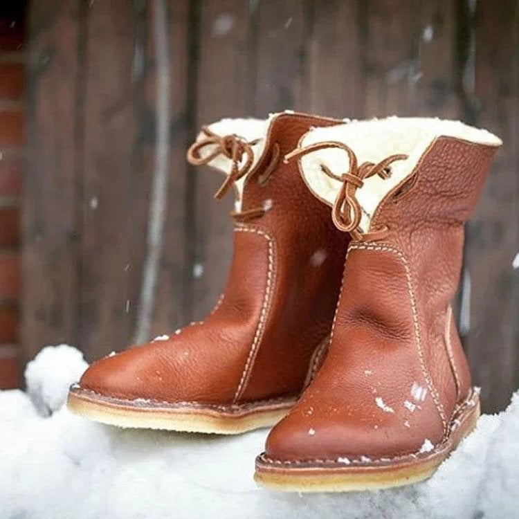 Bottes de neige orthopédiques en cuir imperméable doublées de laine