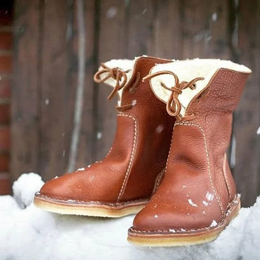 Bottes de neige orthopédiques en cuir imperméable doublées de laine