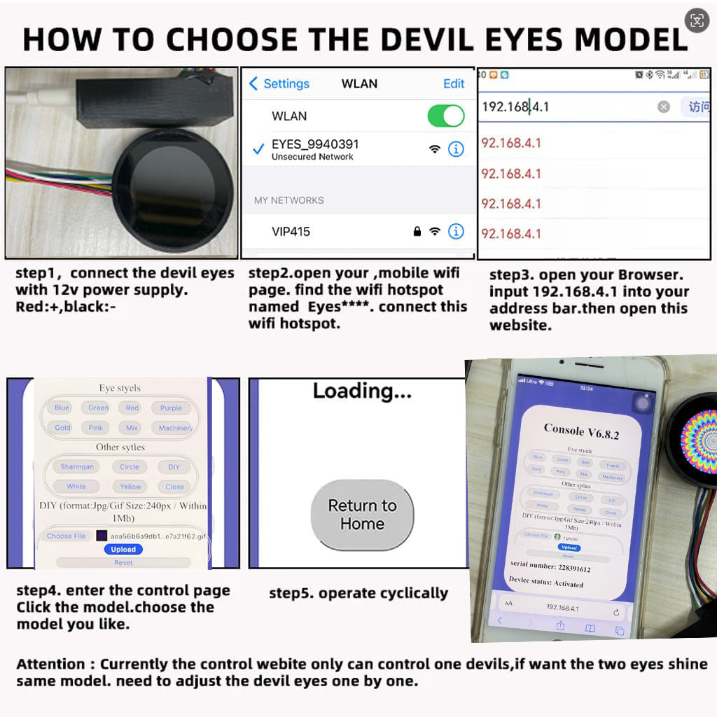 Synchronisiertes programmierbares Devil Eyes Licht mit Fernbedienung