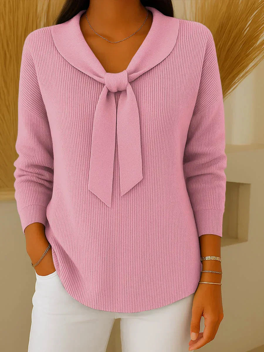 Pull uni femme à liens et manches longues