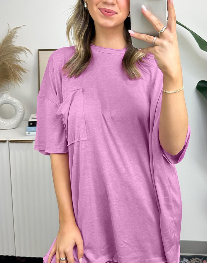 Damen-T-Shirt mit kastiger Passform und offenem Saum (3 kaufen, Versandkostenfrei)