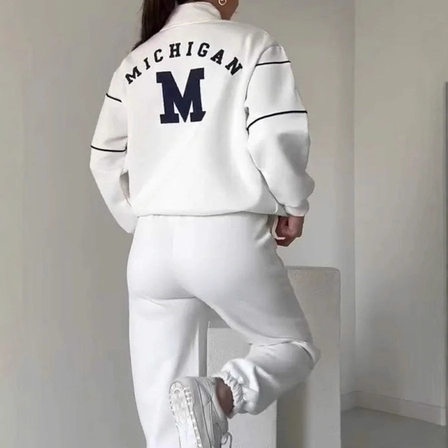 Ensembles survêtement femme 2 pièces – Pull sans capuche et pantalon de jogging ample tendance avec poches