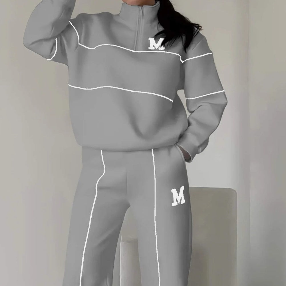 Ensembles survêtement femme 2 pièces – Pull sans capuche et pantalon de jogging ample tendance avec poches