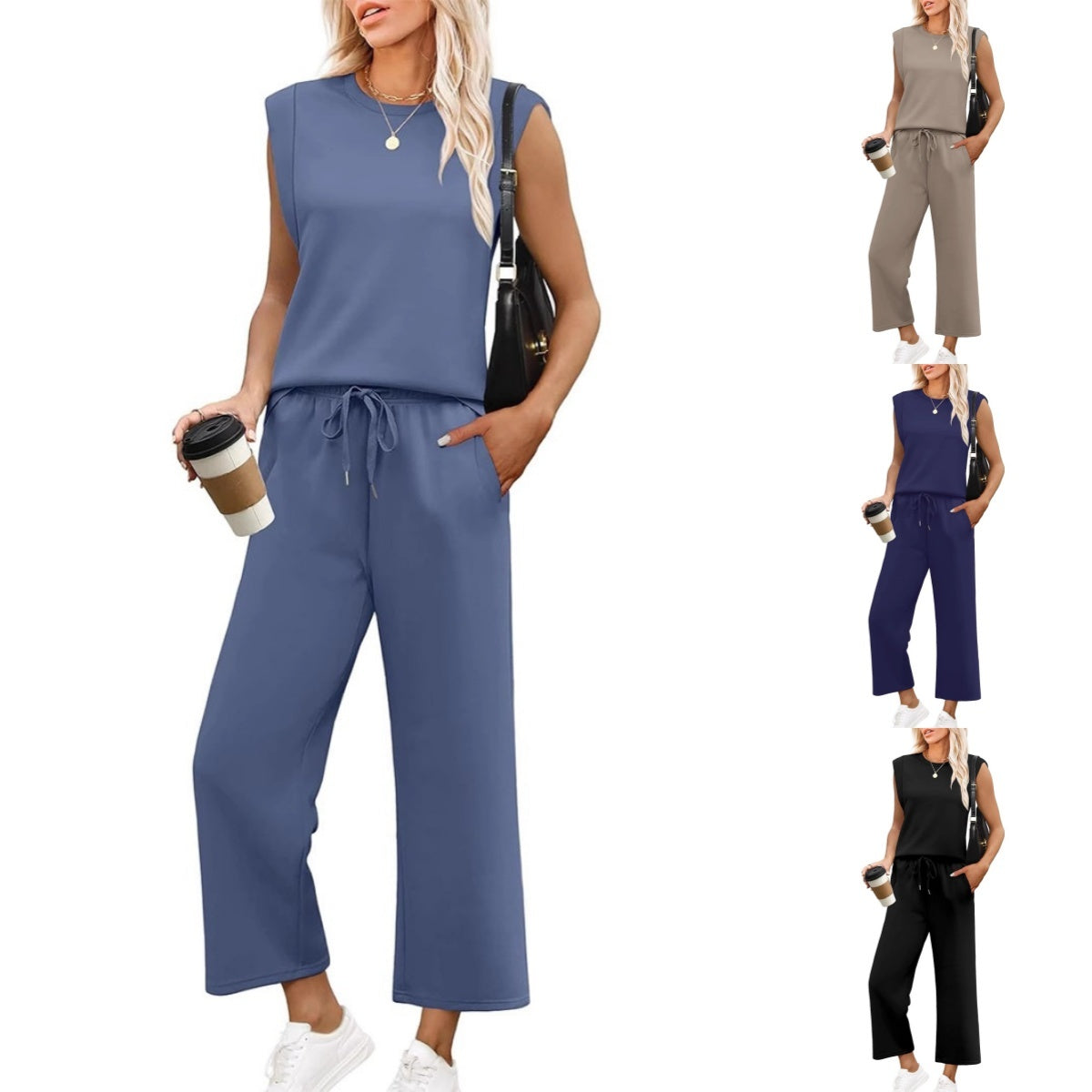 Ensemble 2 pièces femme : débardeur et pantalon large