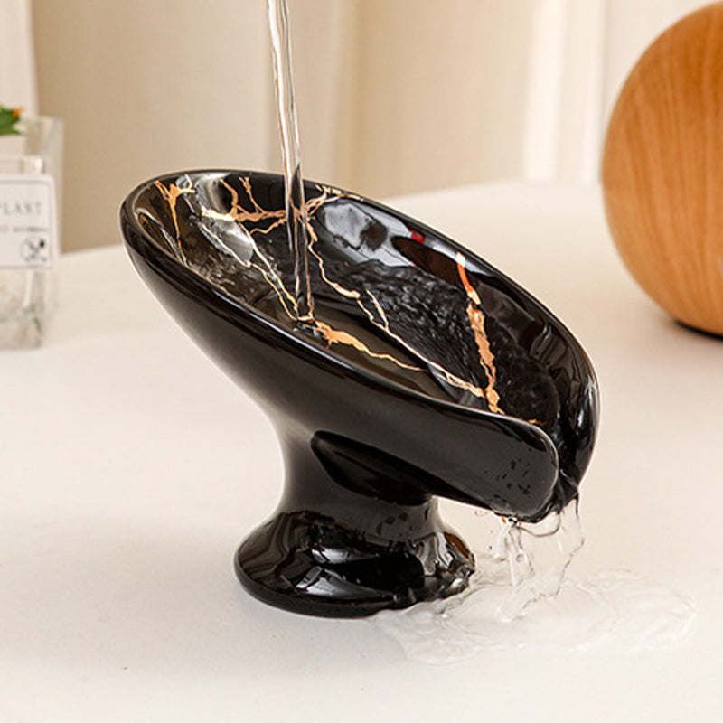 Porte-savon en céramique auto-drainant en forme de feuille Verdelle™