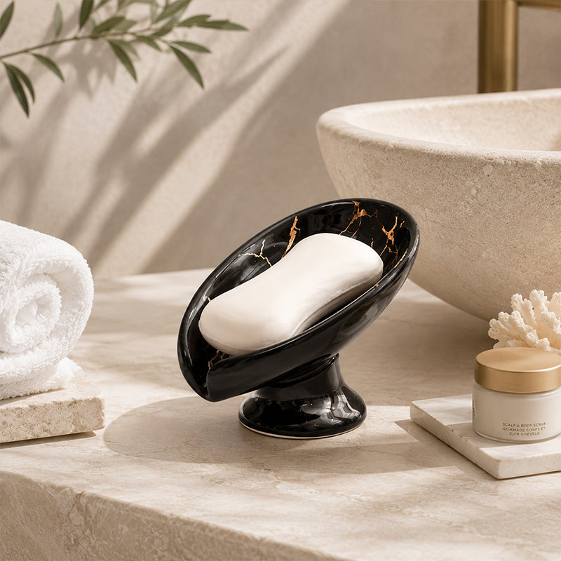 Porte-savon en céramique auto-drainant en forme de feuille Verdelle™
