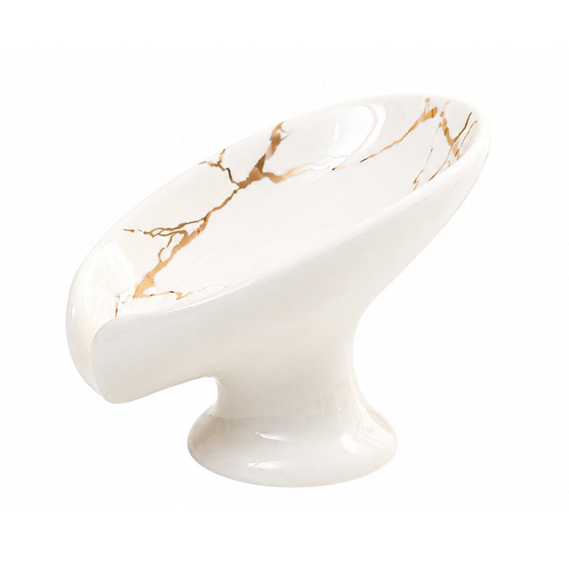 Porte-savon en céramique auto-drainant en forme de feuille Verdelle™