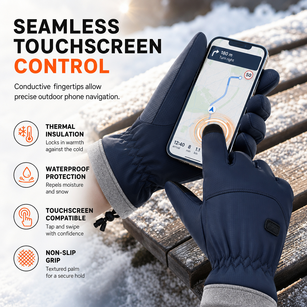 Unisex Winddichte Thermische Radhandschuhe – Touchscreen- & Rutschfester Griff
