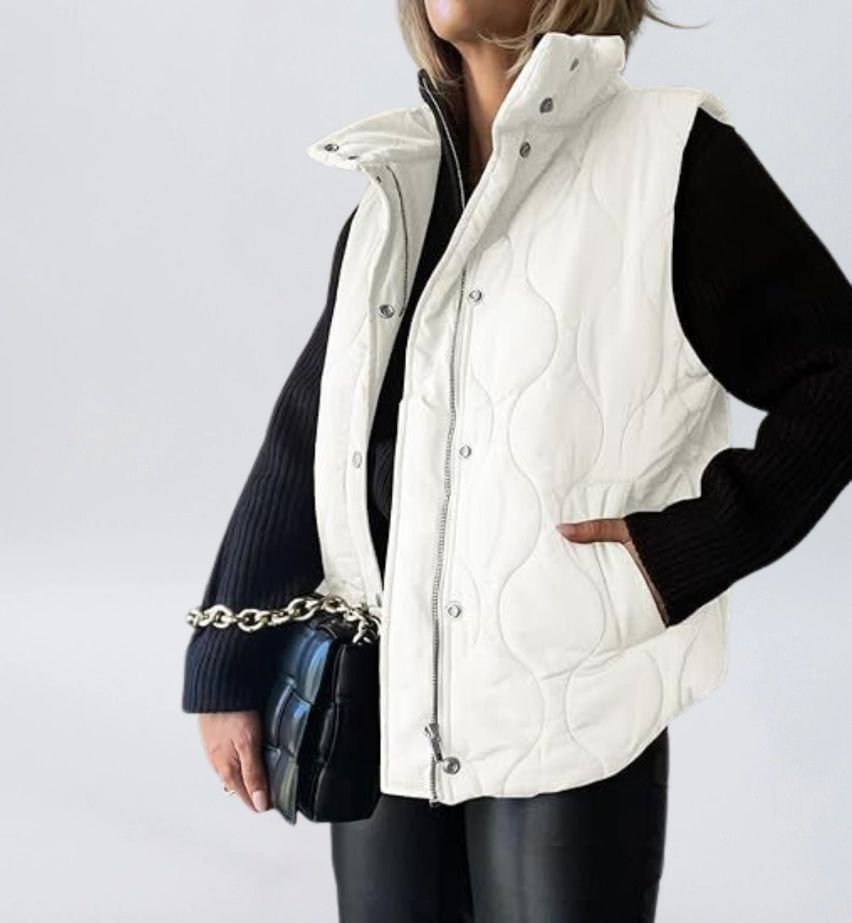 Women Cropped Puffer Vest Stand Collar Sleeveless Lightweight Quilted Vest