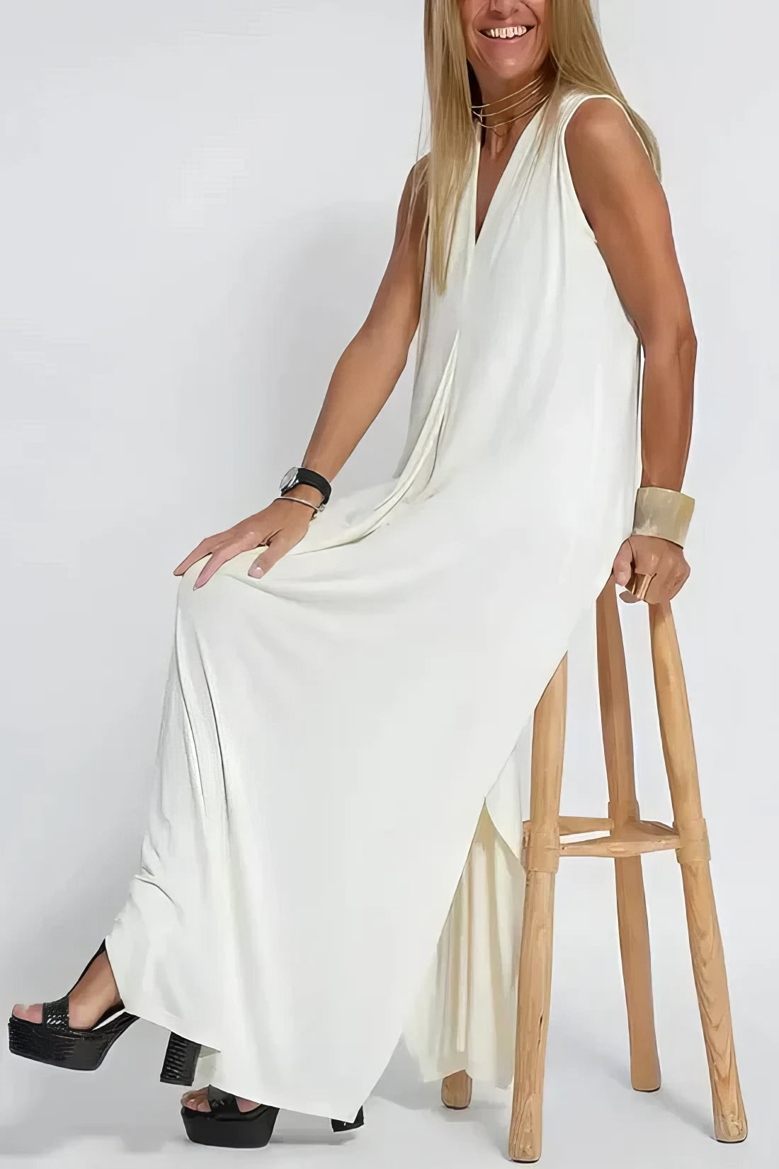 Elegantes langes Kleid + passender Cardigan
