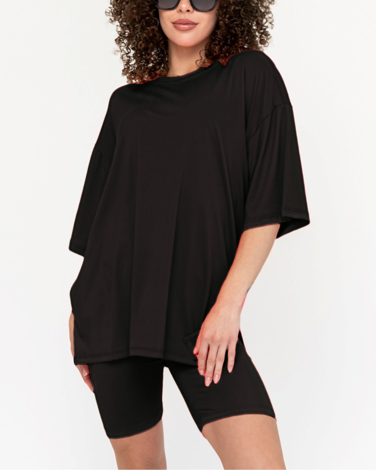 Ensemble Biker Oversize Col Rond pour Femme (2 achetés, livraison offerte)