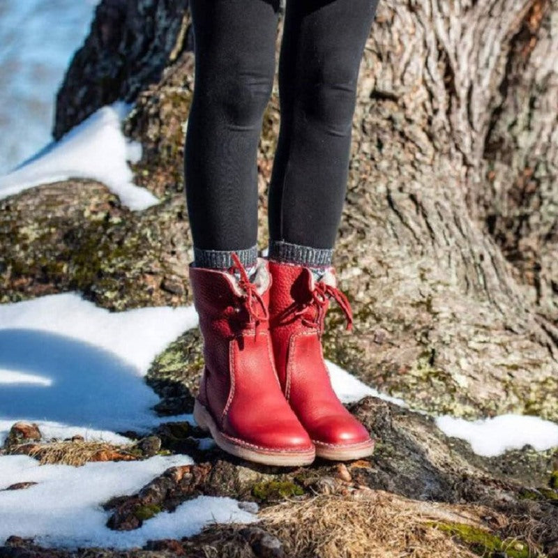 Bottes de neige orthopédiques en cuir imperméable doublées de laine
