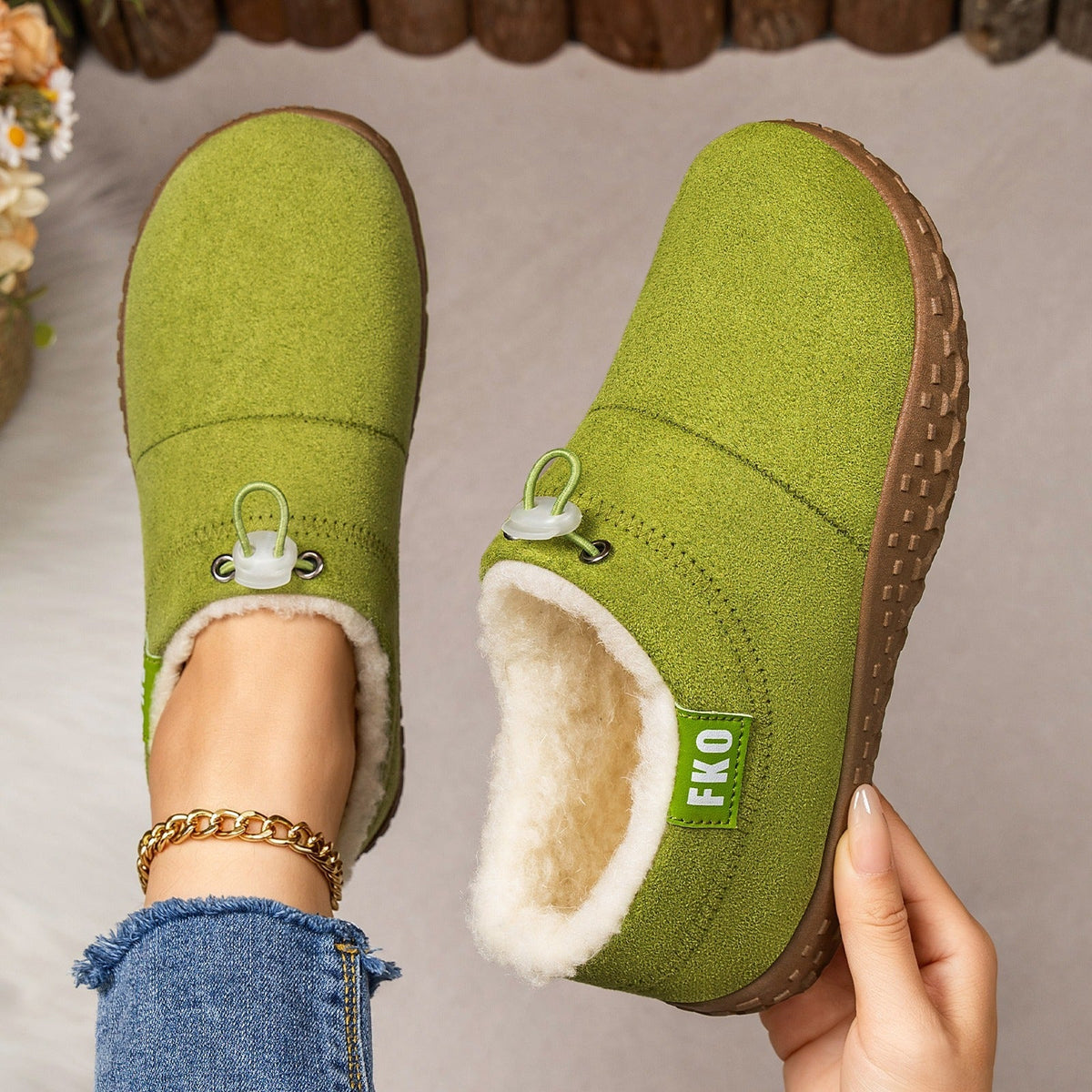 Plüschgefütterte Winterpantoletten für Damen – Kuschelige Slipper