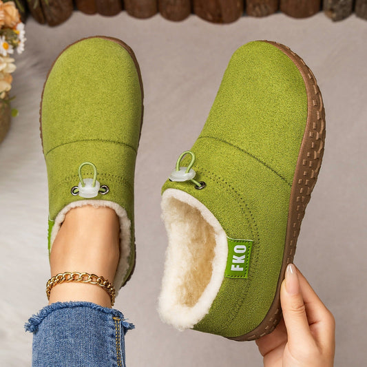 Mules d'hiver doublées en peluche pour femme – Chaussures à enfiler douillettes