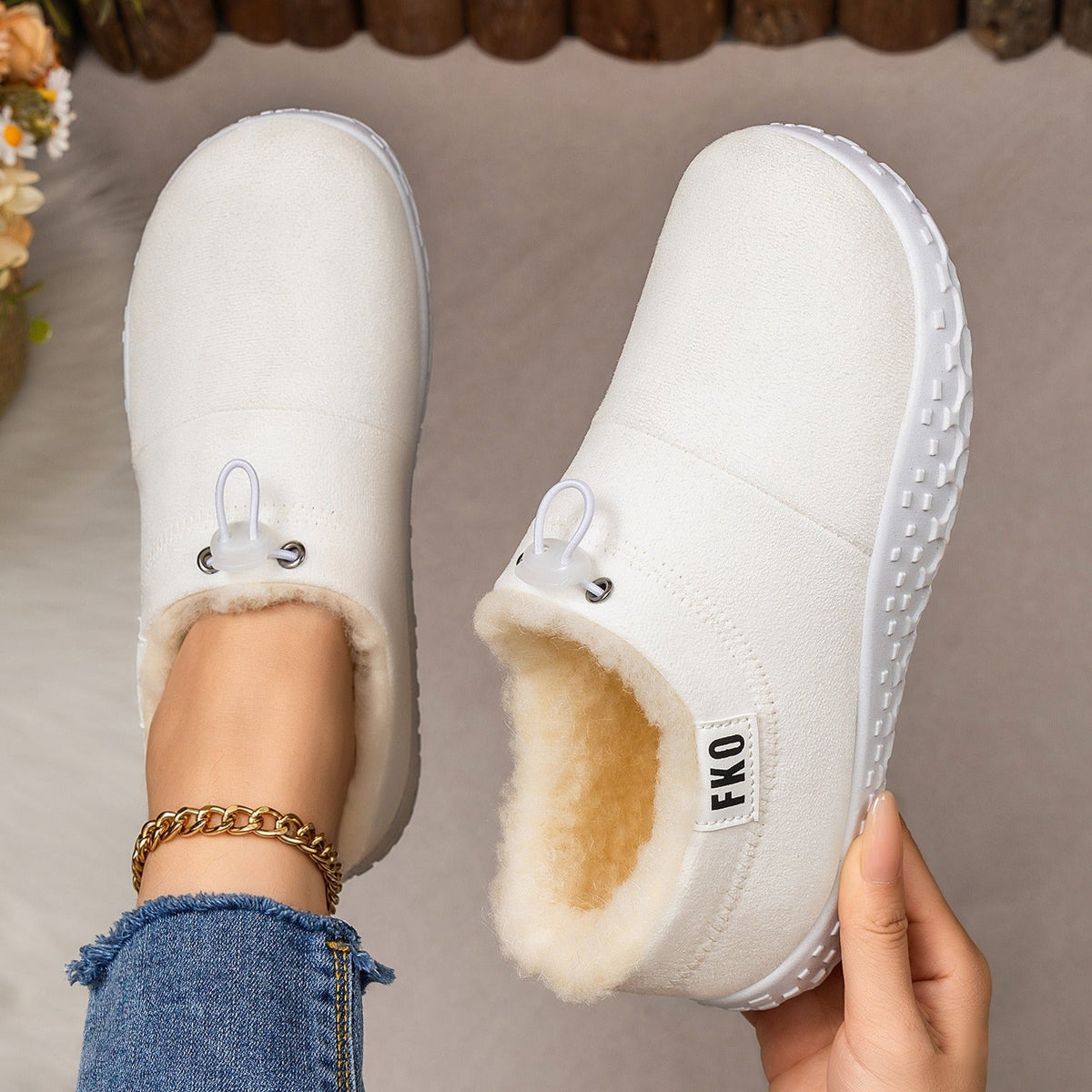 Plüschgefütterte Winterpantoletten für Damen – Kuschelige Slipper