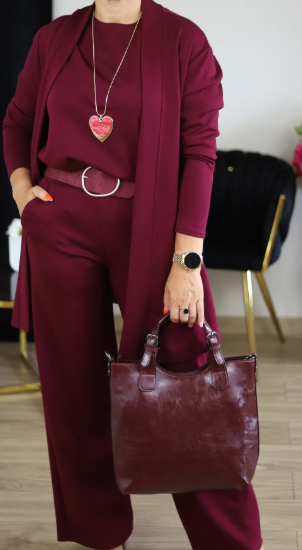 Elegantes Longline-Cardigan- & Top- & Hosen-3-Teile-Set