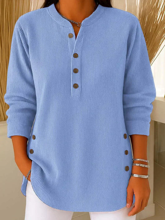 Damen einfarbiger Rundhals-Langarm-Freizeitstrickpullover