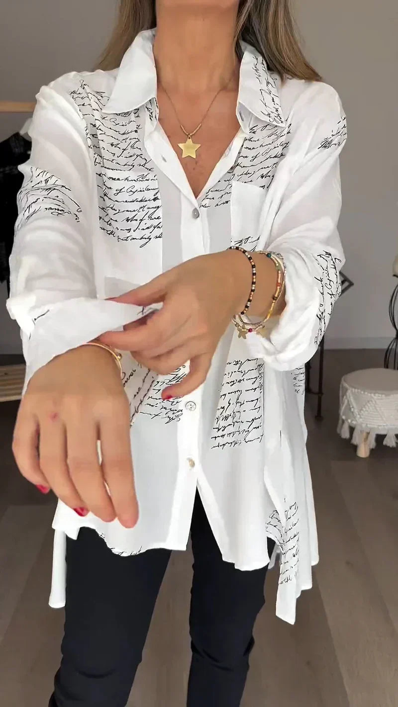 Nouvelle Chemise à Revers Imprimé Lettres Tendance (Achetez 2, Livraison Gratuite)