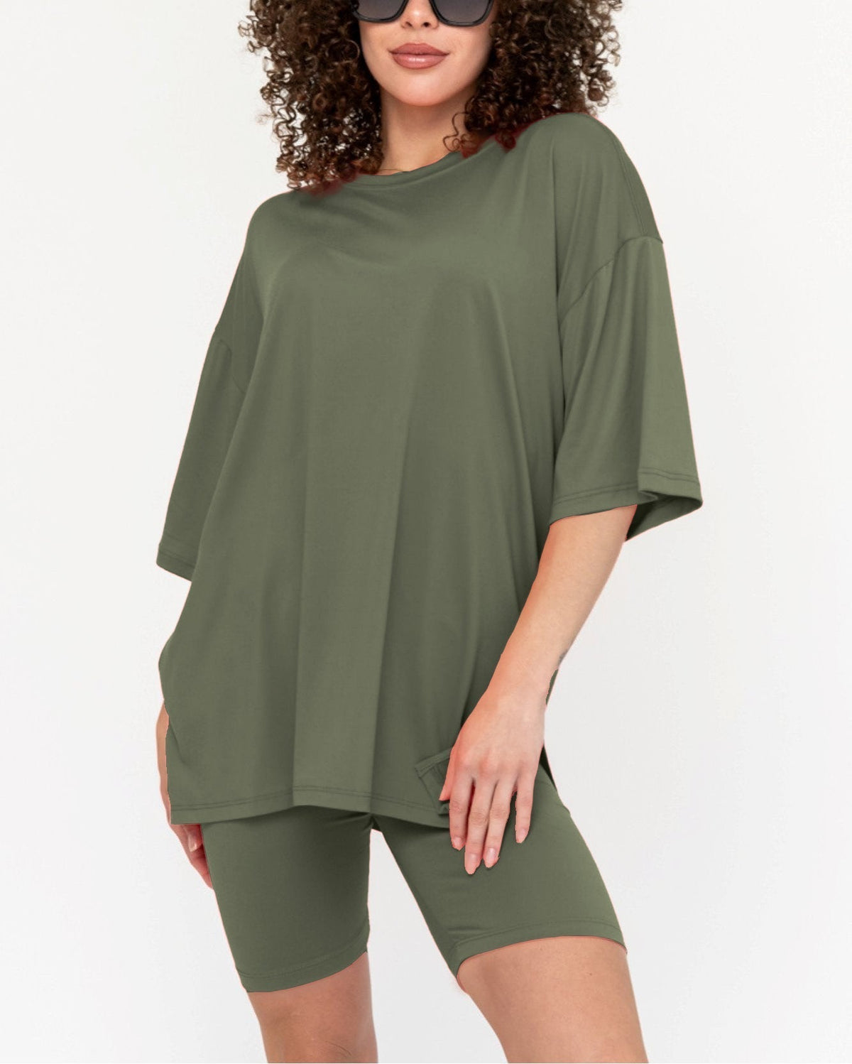 Ensemble Biker Oversize Col Rond pour Femme (2 achetés, livraison offerte)