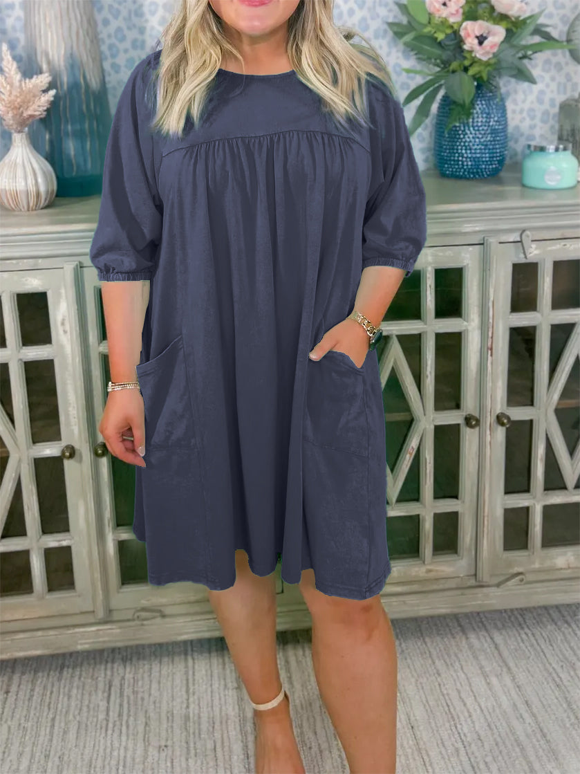 Damen-Freizeidress in verwaschener Optik, fließend, mit Taschen (2 kaufen, Versand gratis)