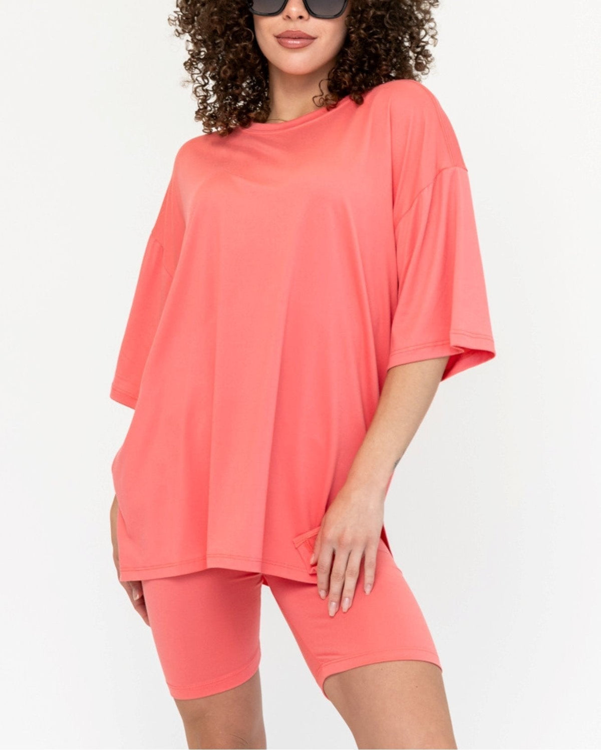 Ensemble Biker Oversize Col Rond pour Femme (2 achetés, livraison offerte)