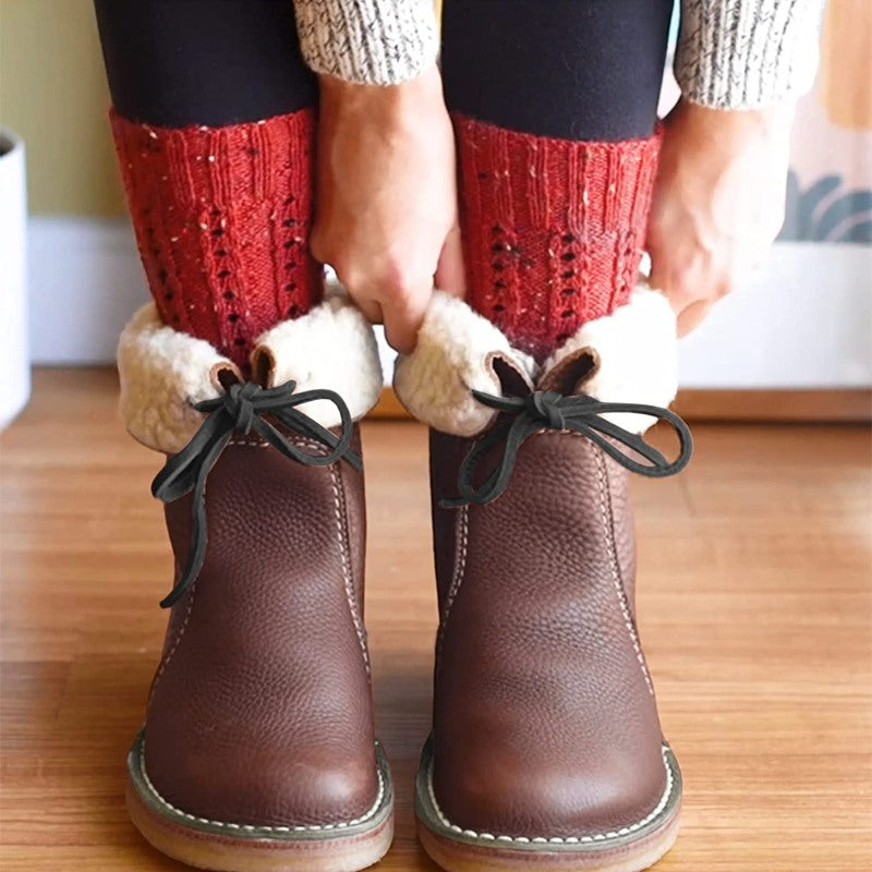 Bottes de neige orthopédiques en cuir imperméable doublées de laine